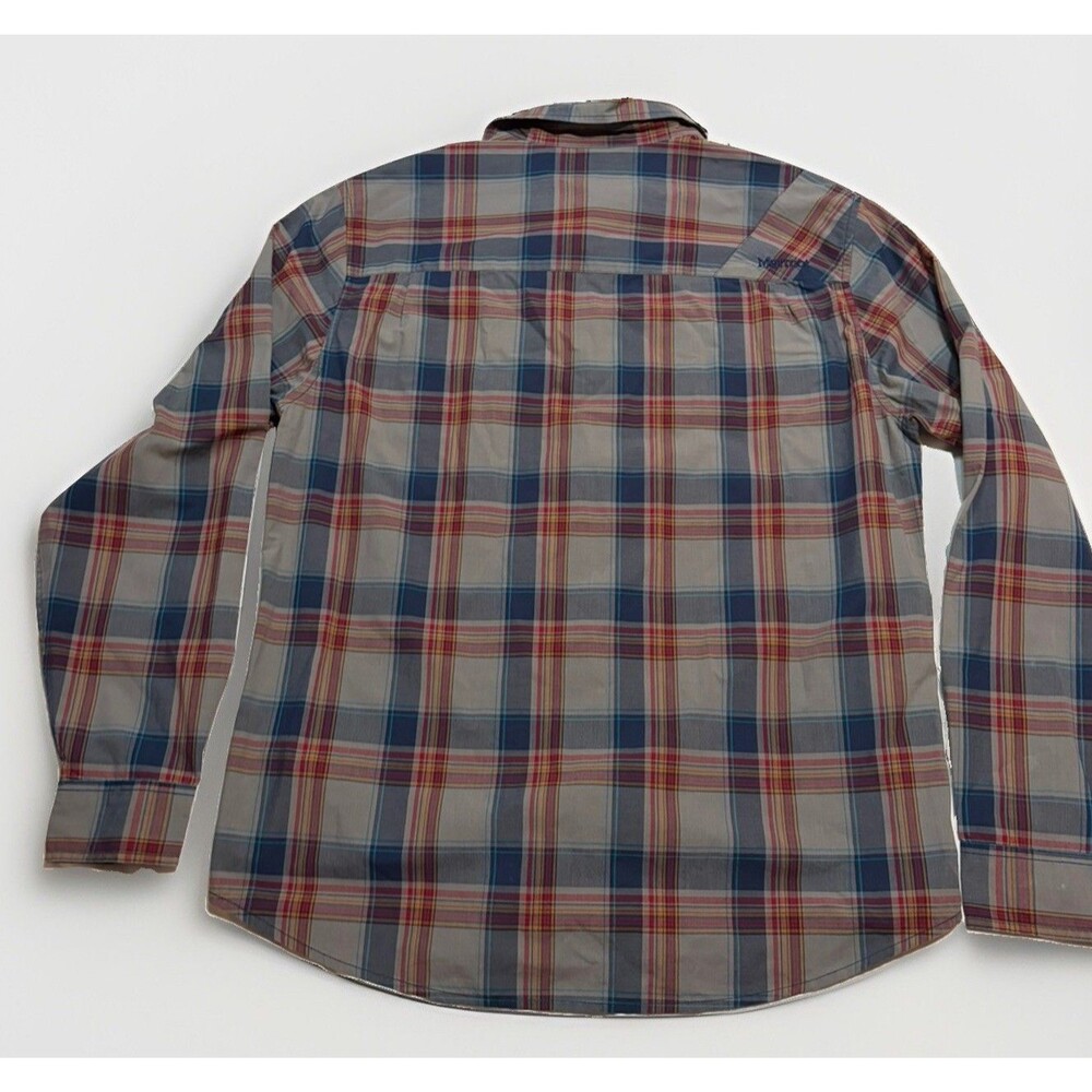 Marmot Button Up Shirt Mens Size Large Blue Organic Cotton Hiking Lumberjack - Picture 2 of 8